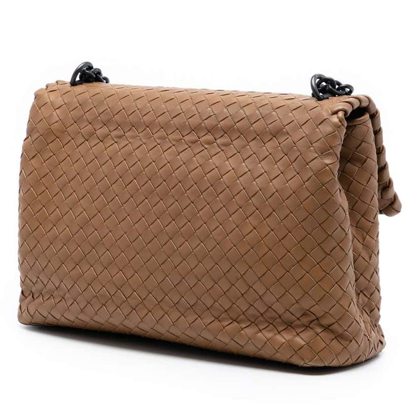 Bottega Veneta Medium Nappa Intrecciato Olimpia Shoulder Bag Brown Leather Very good condition - Back View