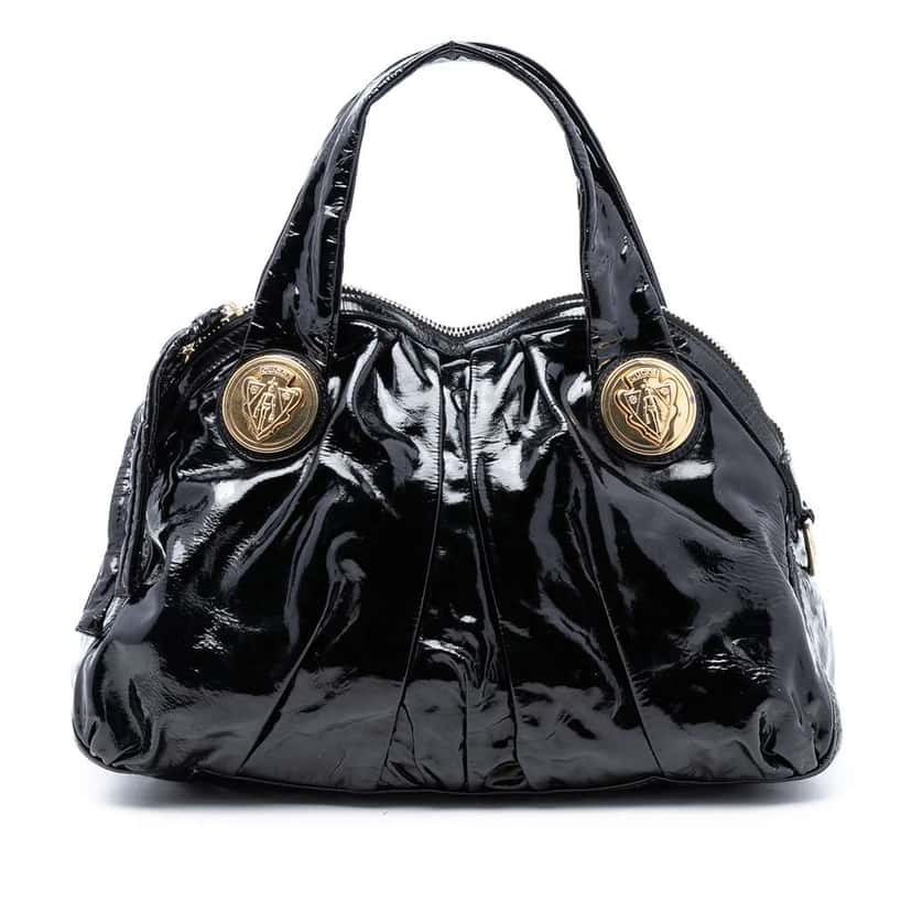 Gucci Large Patent Hysteria Satchel Black Leather Very good condition - Front View