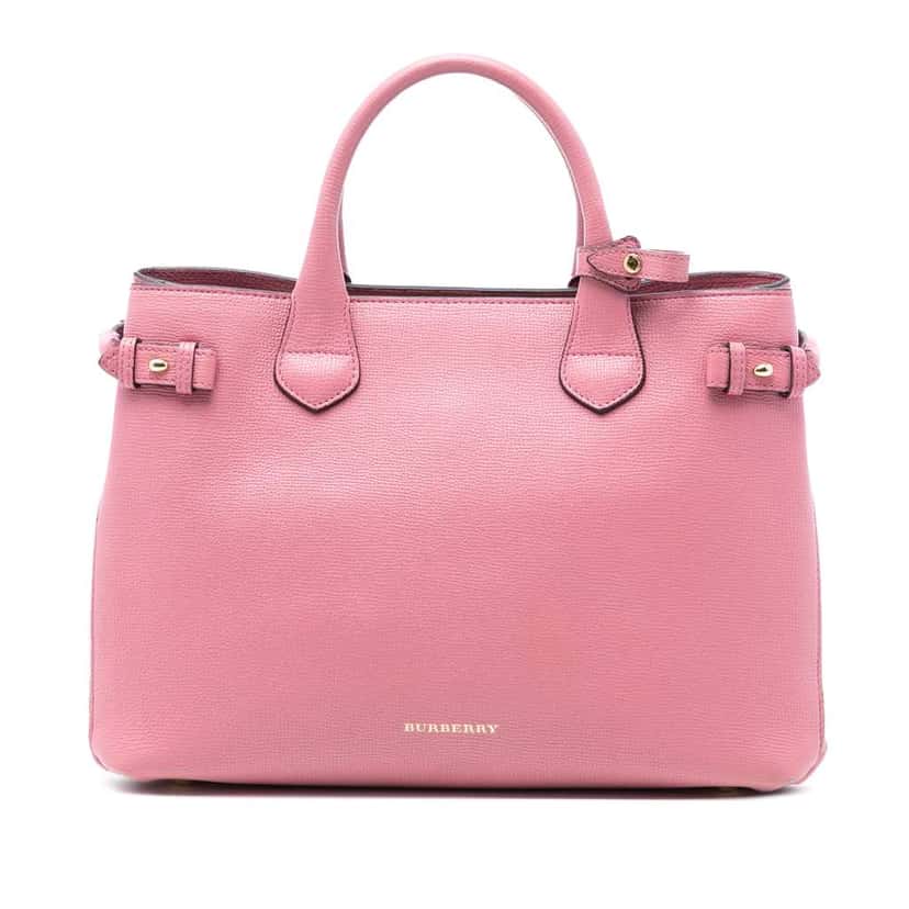 Burberry Medium Leather and House Check Banner Satchel Pink Leather Good condition - Front View