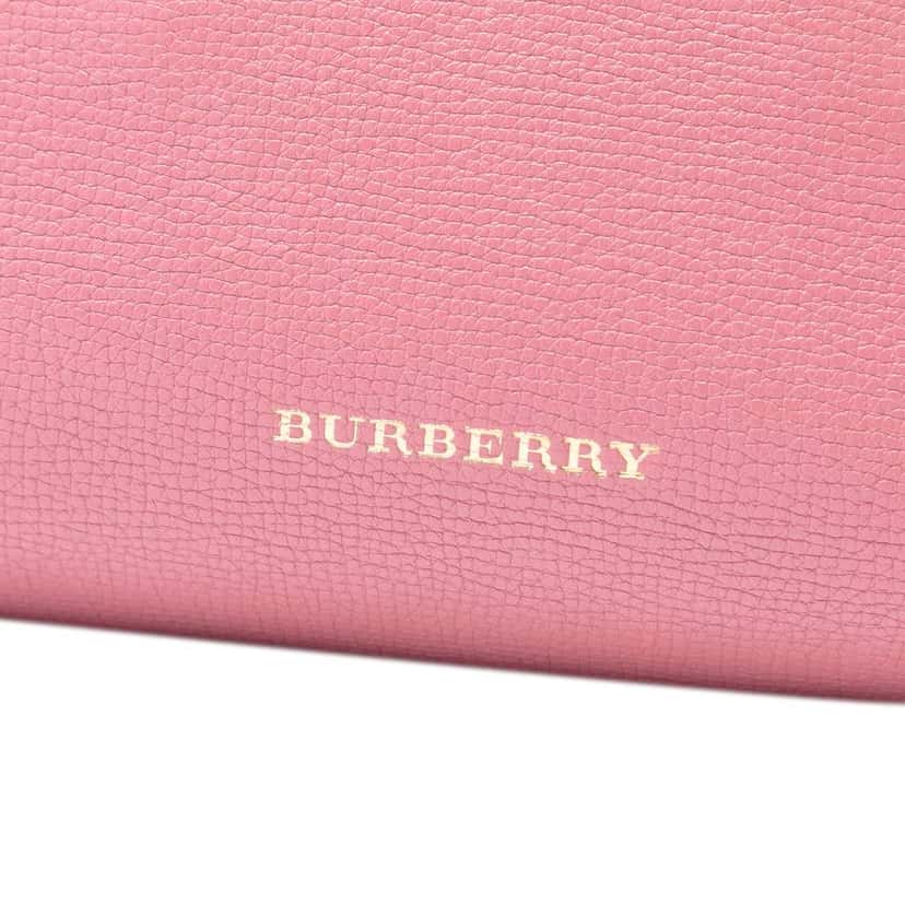 Burberry Medium Leather and House Check Banner Satchel Pink Leather Good condition - Box View