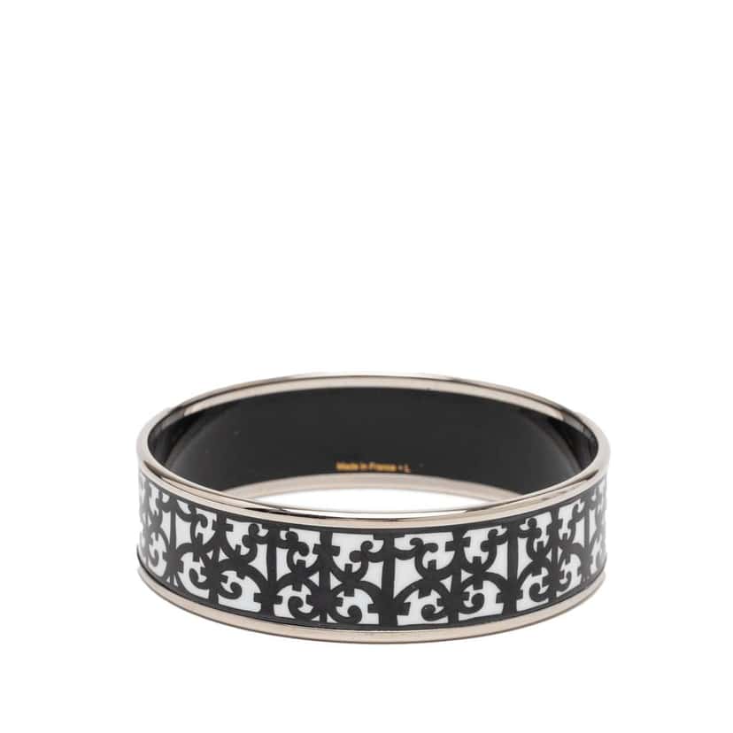 Hermès Wide Balcons du Guadalquivir Cloisonne Enamel Bangle 62 White Good condition - Inside View