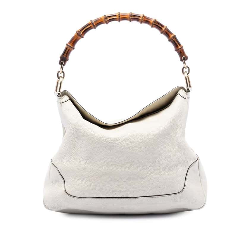 Gucci Calfskin Bamboo Diana Satchel White Leather Very good condition - Front View