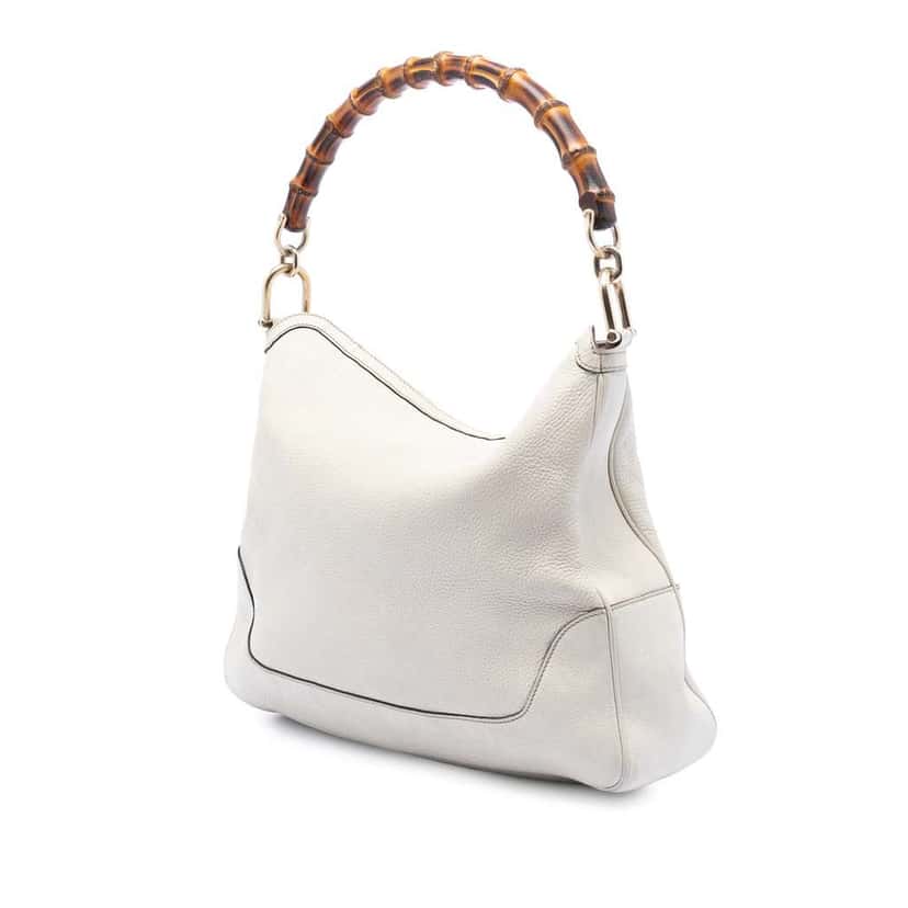 Gucci Calfskin Bamboo Diana Satchel White Leather Very good condition - Back View
