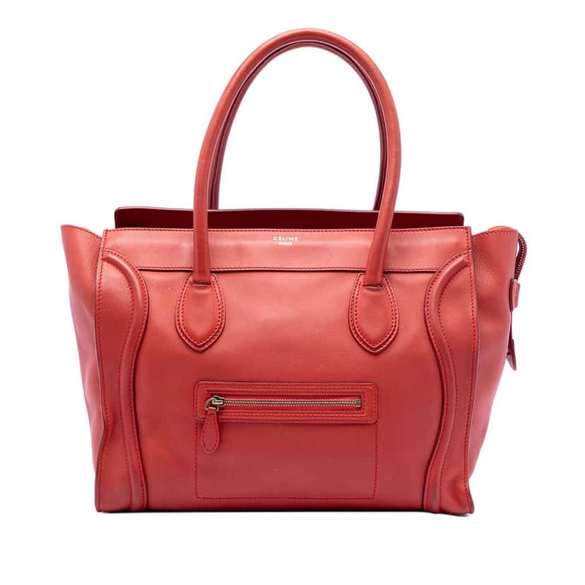 Celine Mini Leather Luggage Tote Red Leather Very good condition - Front View