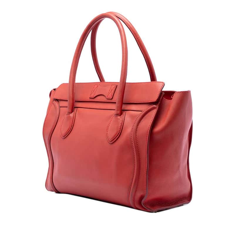 Celine Mini Leather Luggage Tote Red Leather Very good condition - Back View