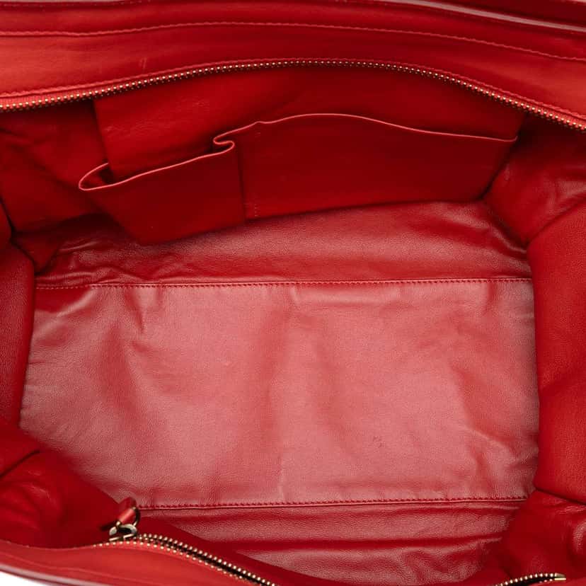 Celine Mini Leather Luggage Tote Red Leather Very good condition - Model View