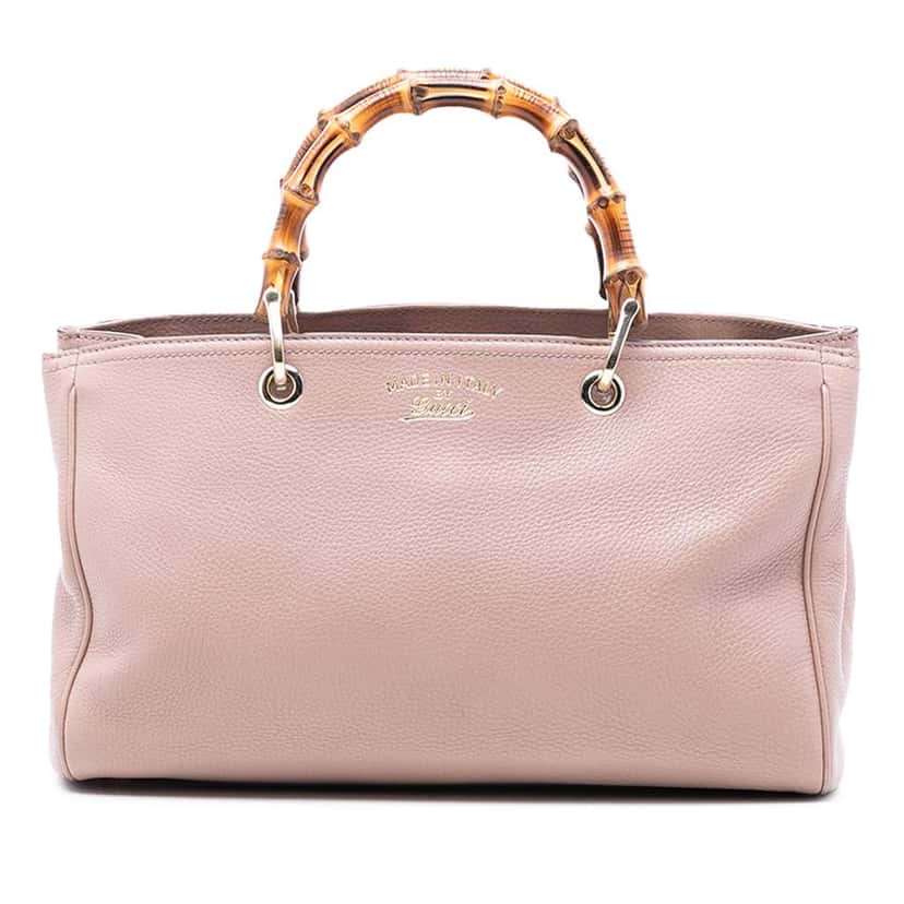 Gucci Medium Calfskin Bamboo Shopper Satchel Pink Leather Very good condition - Front View