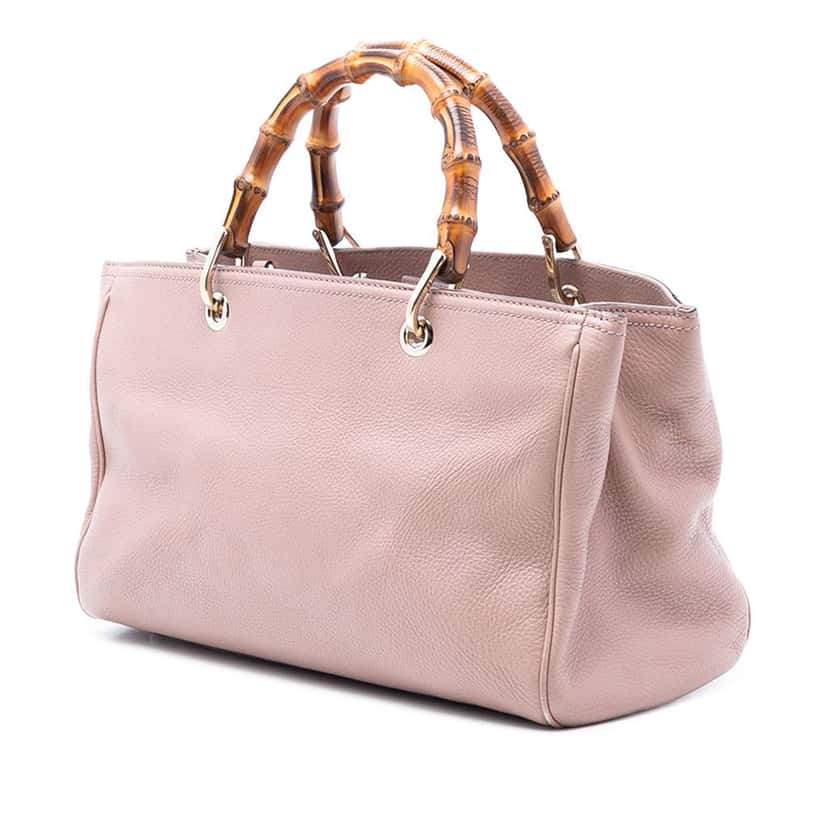 Gucci Medium Calfskin Bamboo Shopper Satchel Pink Leather Very good condition - Back View