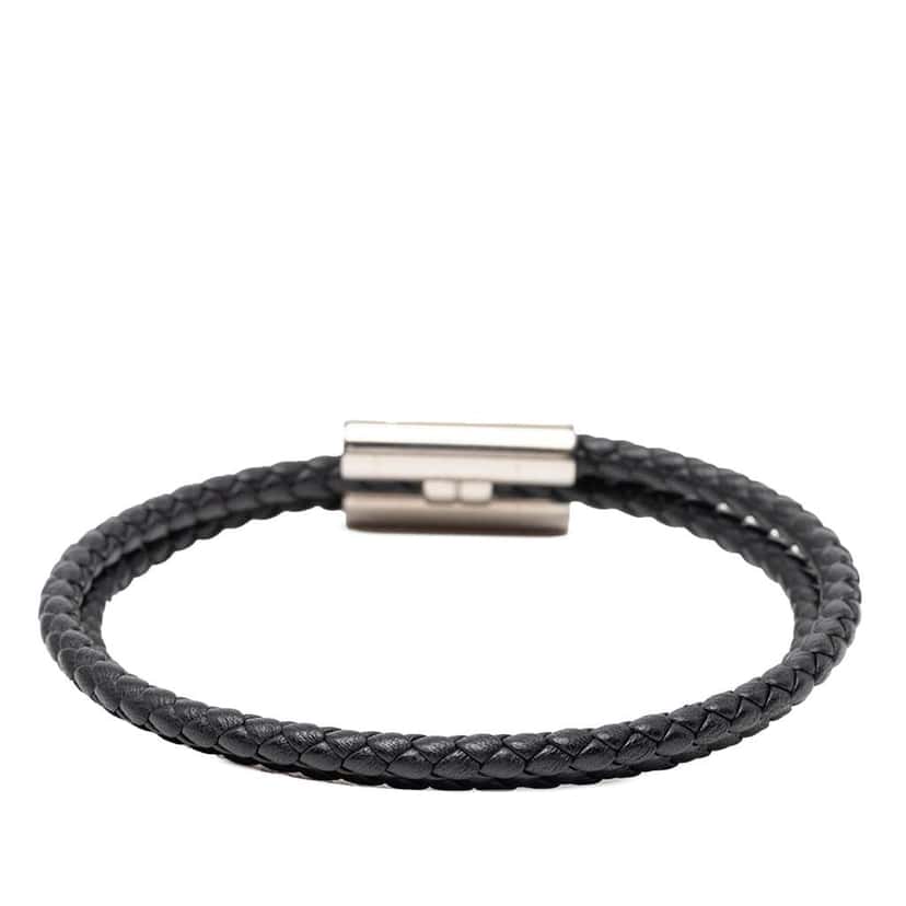 Hermès Swift Tournis Tresse Bracelet Black Leather Good condition - Inside View