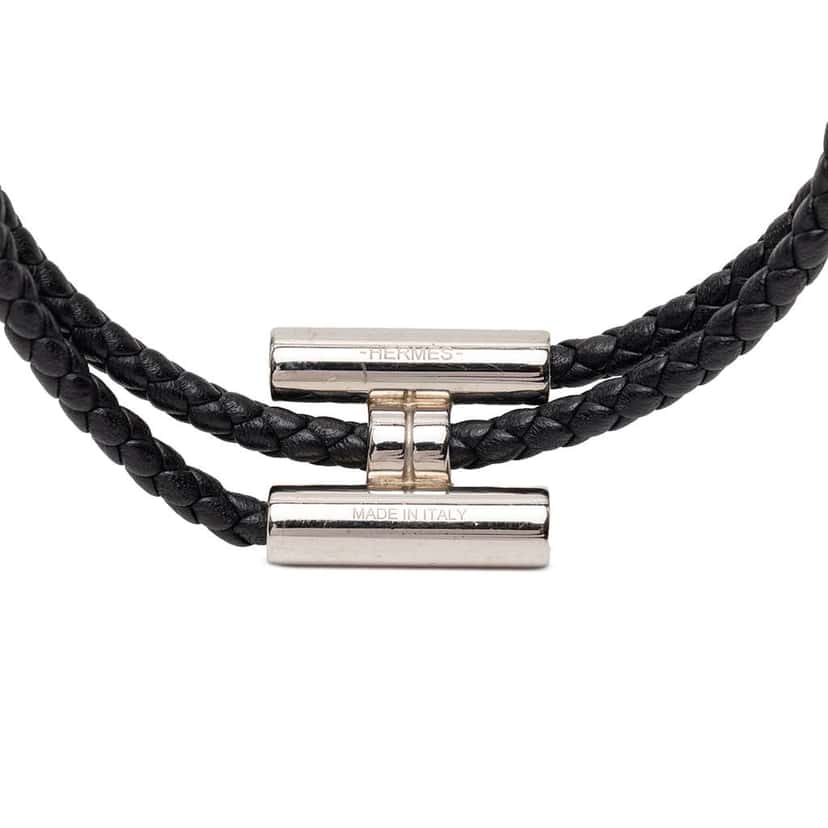 Hermès Swift Tournis Tresse Bracelet Black Leather Good condition - Model View