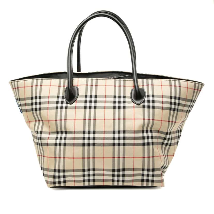 Burberry House Check Canvas Tote Brown Canvas Good condition - Front View