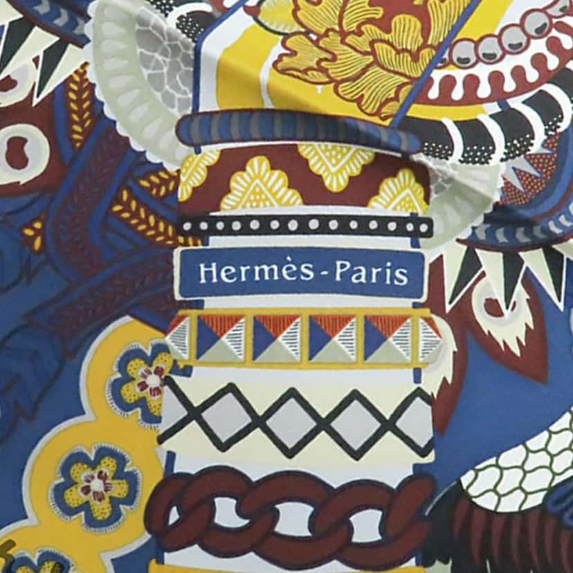 Hermès Duo Cosmique Silk Scarf 90 Blue Silk Good condition - Box View