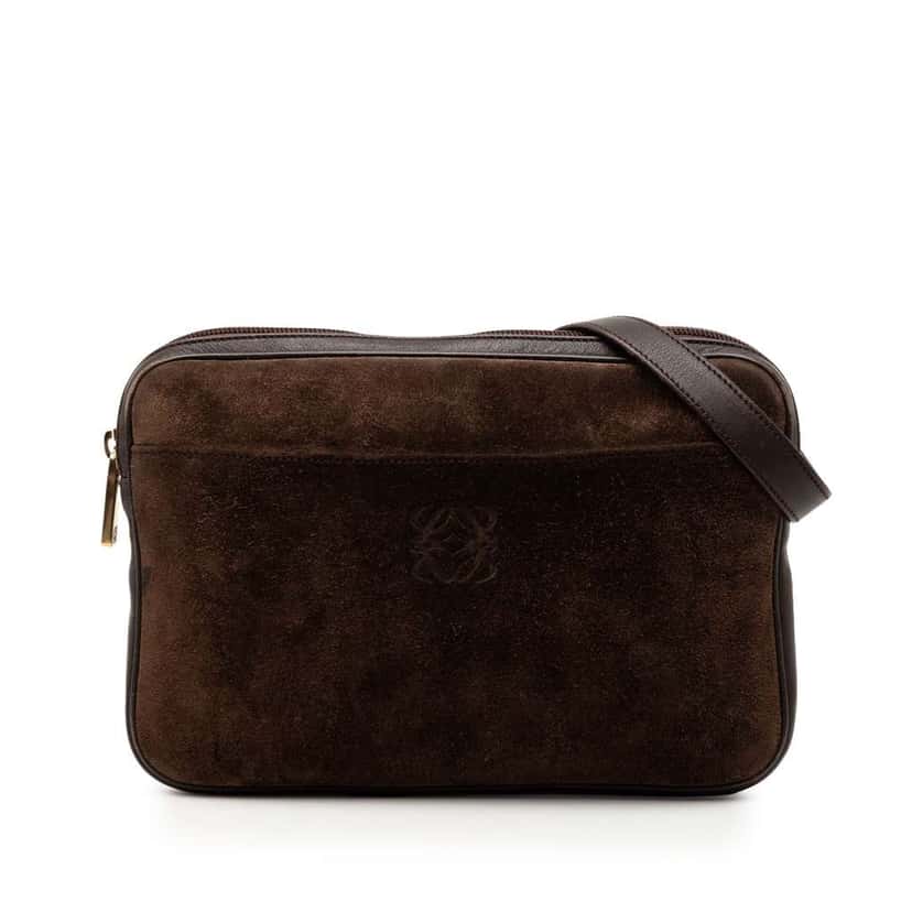 Loewe Suede Anagram Crossbody Brown Leather Good condition - Front View