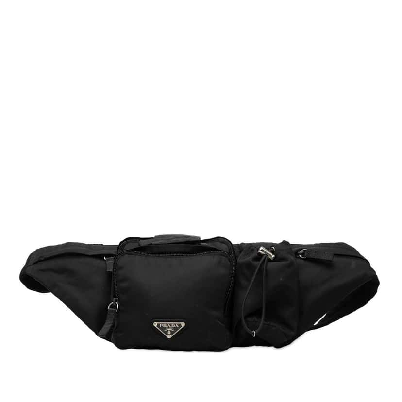 Prada Tessuto Multi Pocket Belt Bag Black Good condition - Front View