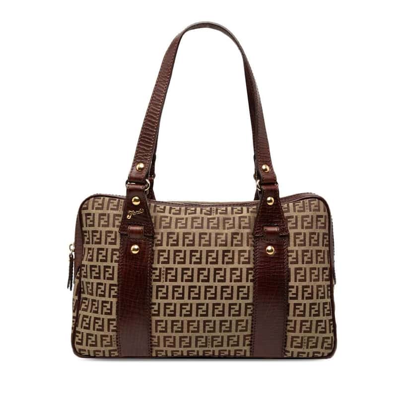 Fendi Zucchino Canvas Shoulder Bag Brown Canvas Good condition - Front View