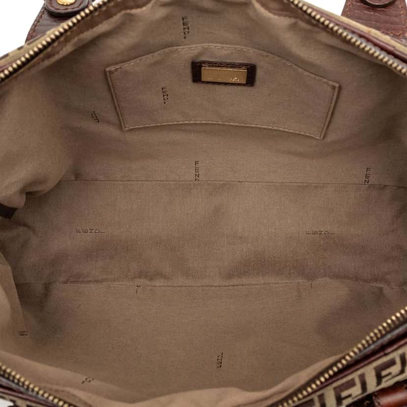 Fendi Zucchino Canvas Shoulder Bag Brown Canvas Good condition - Model View