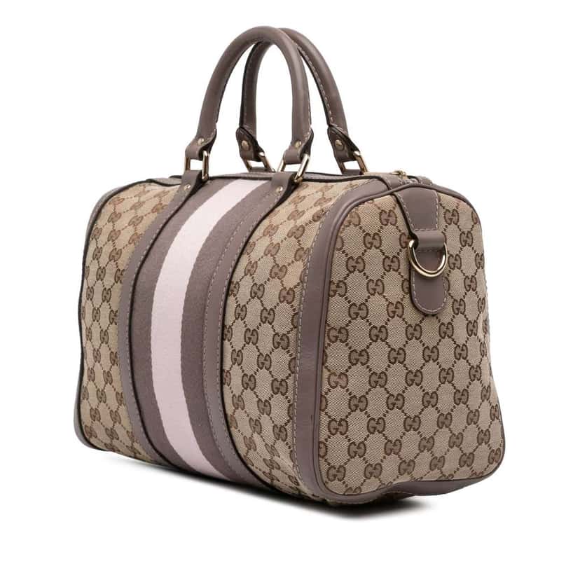 Gucci Medium GG Canvas Web Joy Boston Bag Brown Canvas Very good condition - Back View