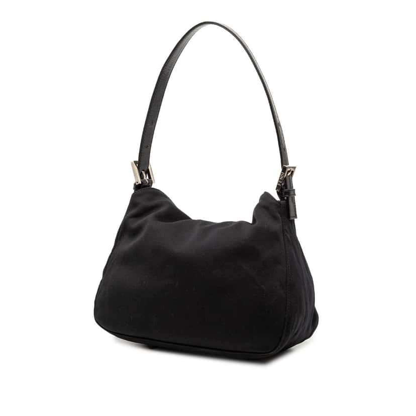 Fendi Neoprene Double Flap Shoulder Bag Black Polyester Good condition - Back View