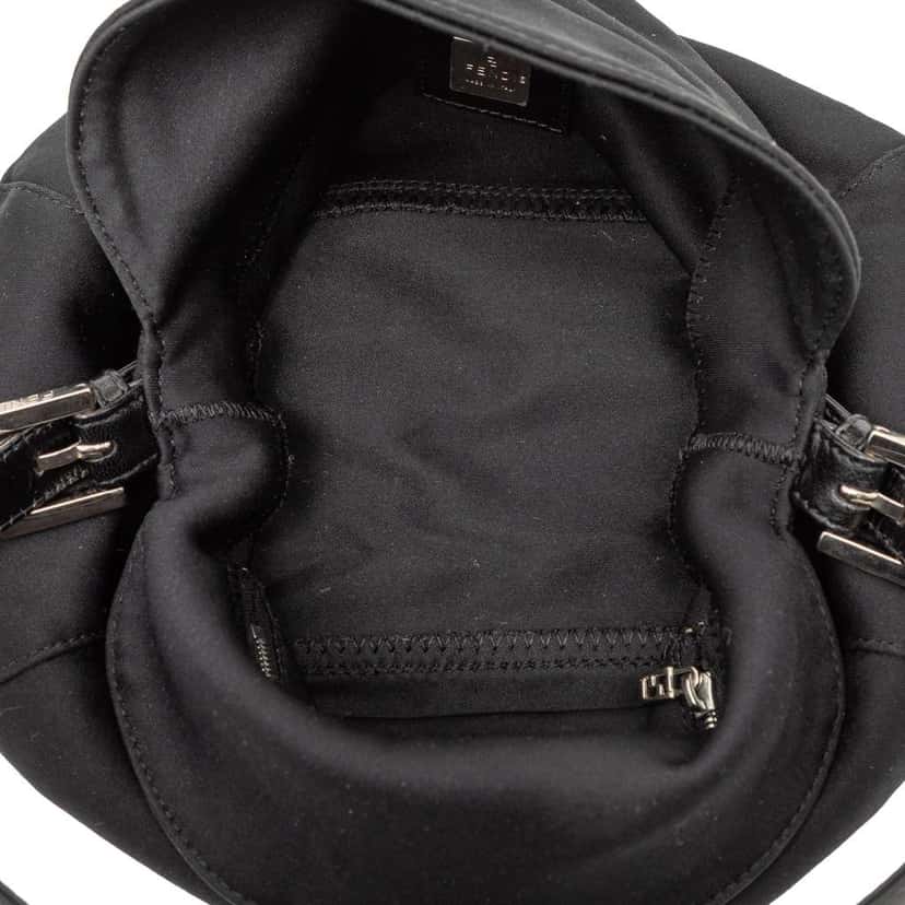 Fendi Neoprene Double Flap Shoulder Bag Black Polyester Good condition - Model View