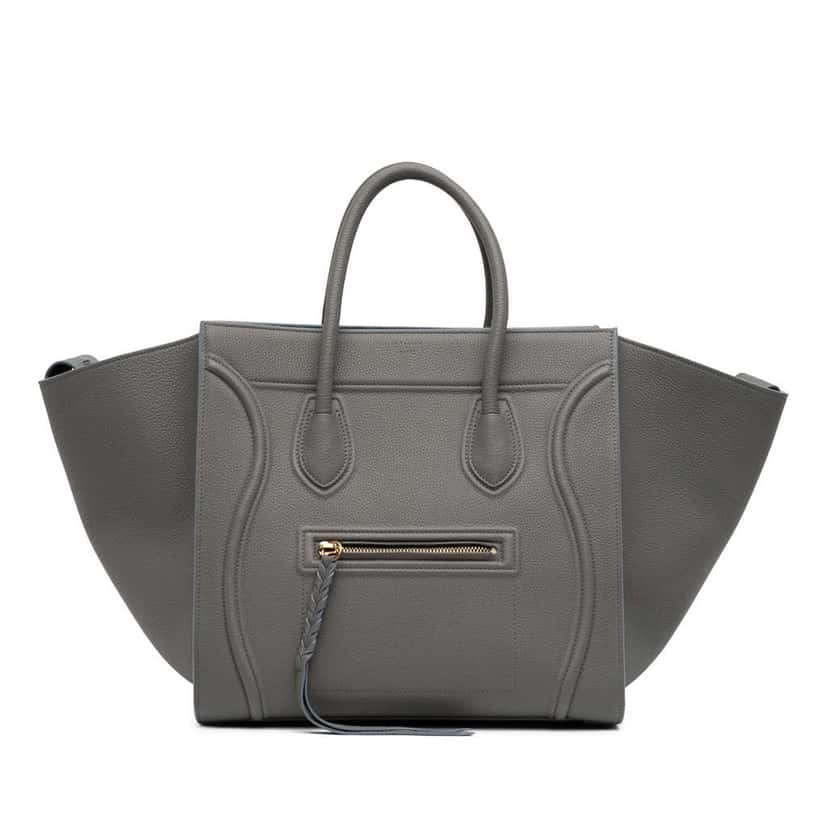 Celine Medium Leather Phantom Luggage Tote Grey Leather Good condition - Front View