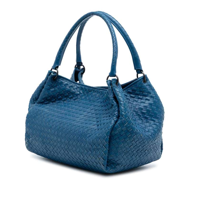 Bottega Veneta Nappa Intrecciato Parachute Tote Blue Leather Very good condition - Back View