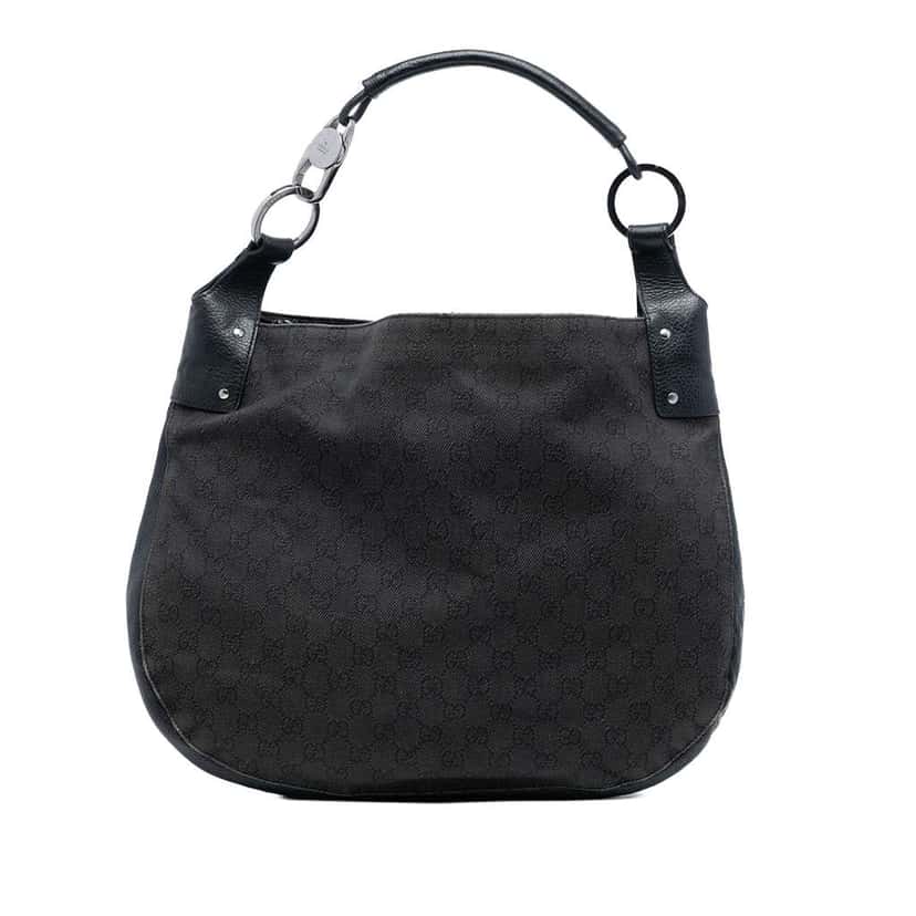 Gucci GG Denim Shoulder Bag Black Denim Very good condition - Front View