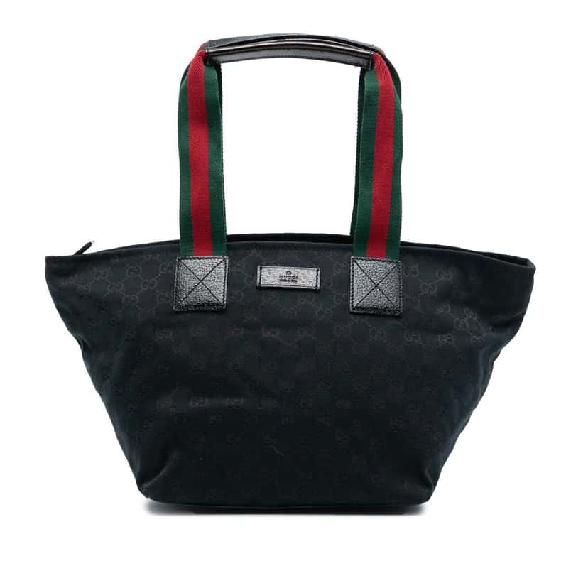 Gucci GG Canvas Web Tote Blue Canvas Very good condition - Front View