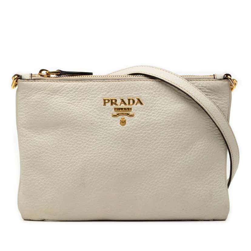 Prada Vitello Daino Crossbody White Leather Very good condition - Front View