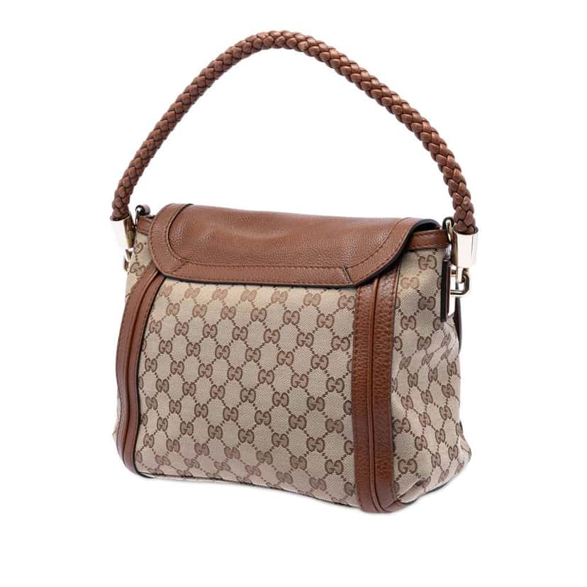 Gucci GG Canvas Bella Flap Satchel Brown Canvas Very good condition - Back View