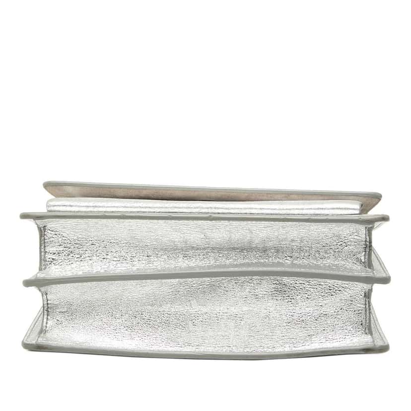 Saint Laurent Medium Metallic Calfskin Monogram Sunset Crossbody Silver Leather Good condition - Inside View