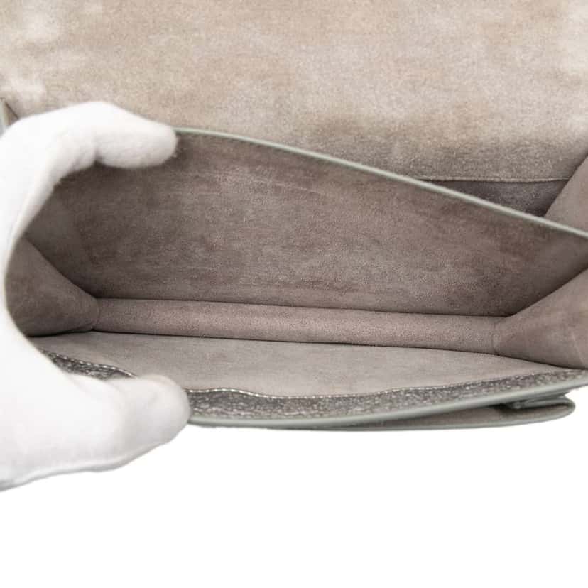 Saint Laurent Medium Metallic Calfskin Monogram Sunset Crossbody Silver Leather Good condition - Model View