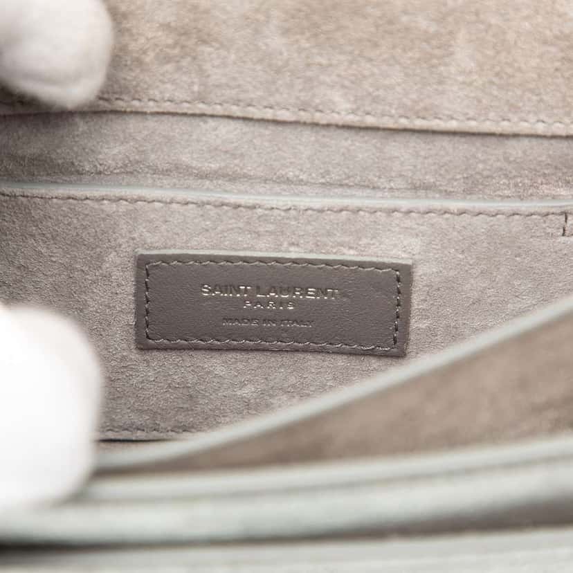 Saint Laurent Medium Metallic Calfskin Monogram Sunset Crossbody Silver Leather Good condition - Box View