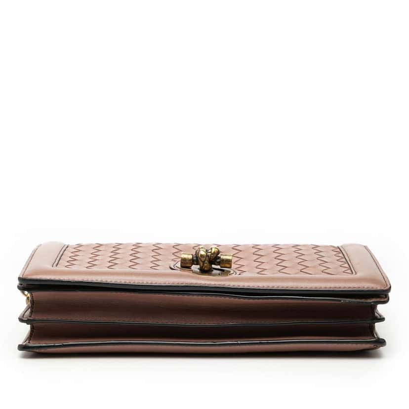 Bottega Veneta Nappa Intrecciato Olimpia Knot Crossbody Brown Leather Very good condition - Inside View