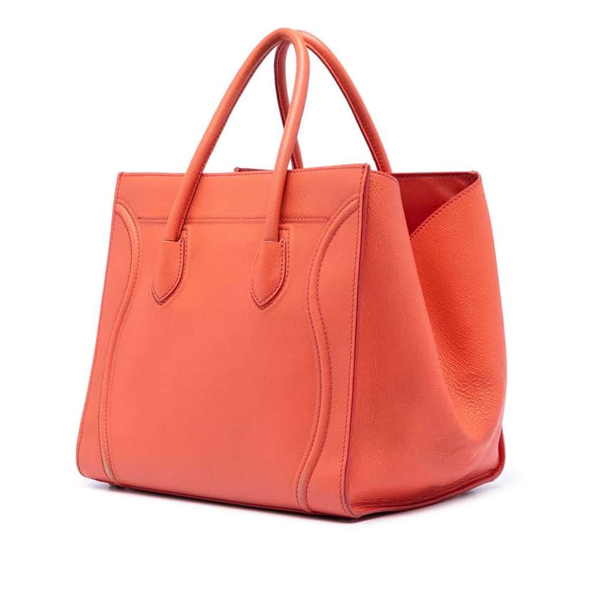 Celine Medium Leather Phantom Luggage Tote Orange Leather Very good condition - Back View