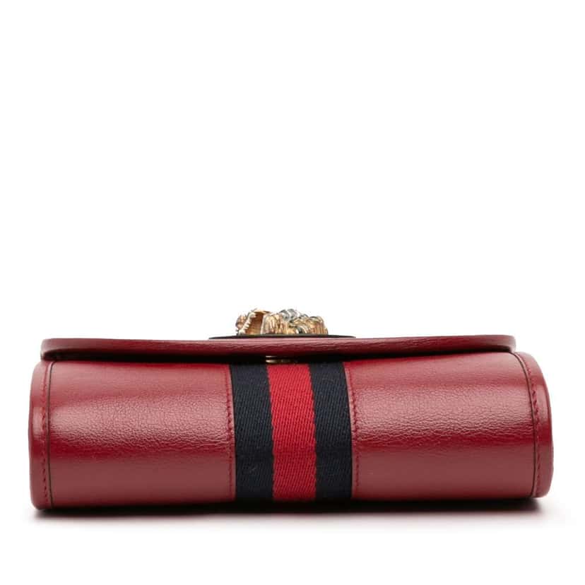 Gucci Mini Leather Rajah Web Chain Crossbody Red Leather Very good condition - Inside View