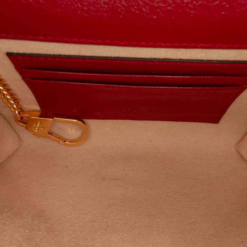 Gucci Mini Leather Rajah Web Chain Crossbody Red Leather Very good condition - Model View