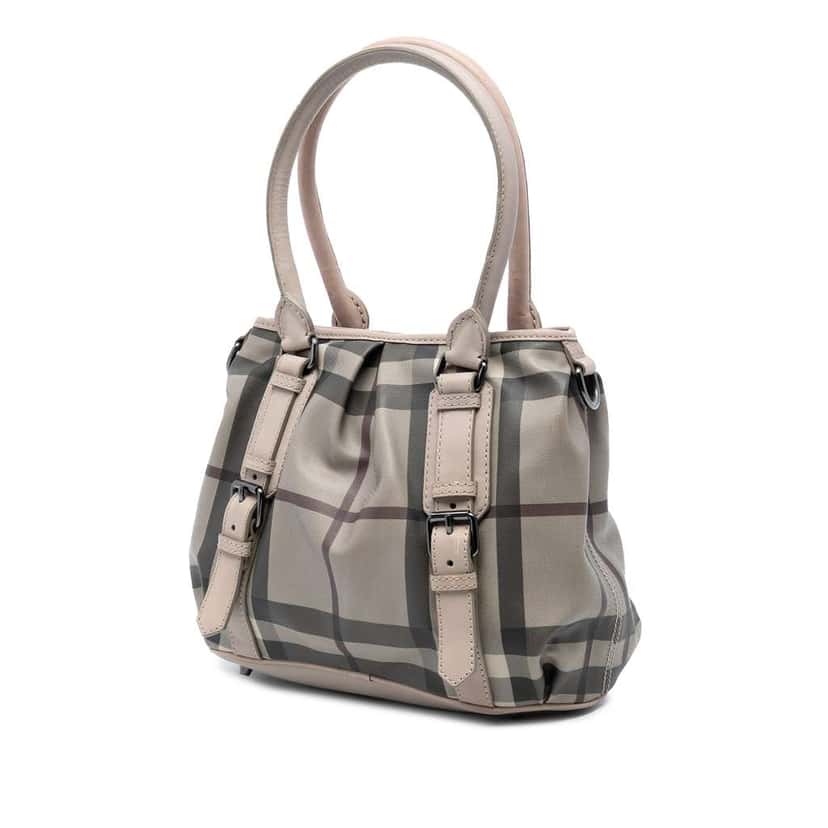 Burberry Small Smoke Check Coated Canvas Northfield Satchel Brown Canvas Very good condition - Back View