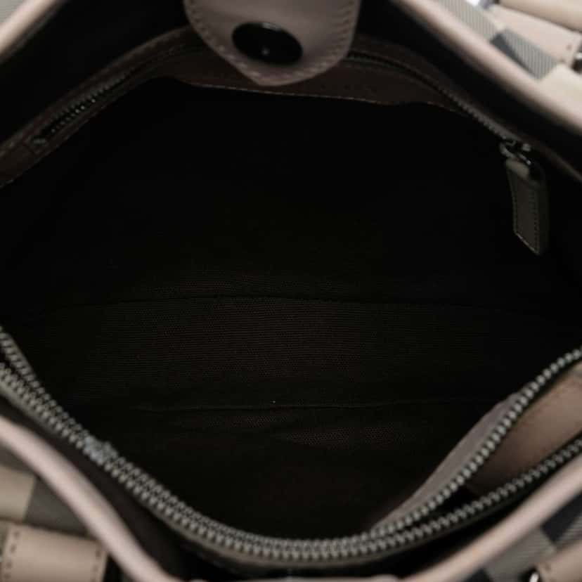 Burberry Small Smoke Check Coated Canvas Northfield Satchel Brown Canvas Very good condition - Model View