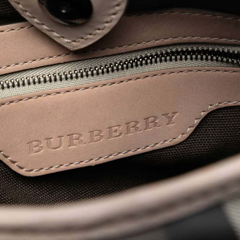 Burberry Small Smoke Check Coated Canvas Northfield Satchel Brown Canvas Very good condition - Box View