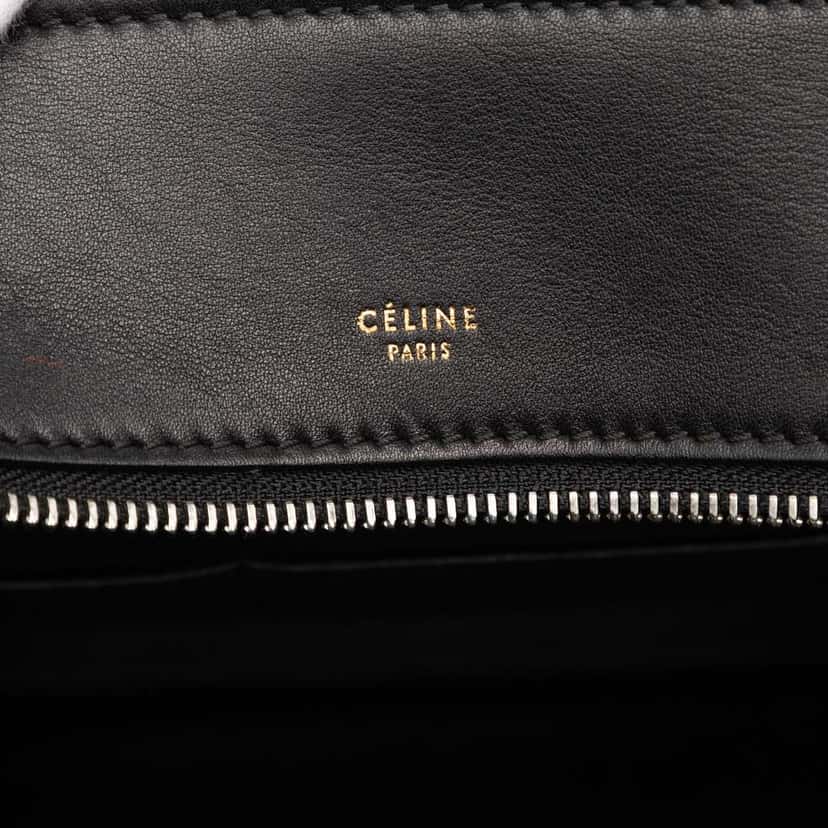 Celine Medium Bicolor Leather and Pony Hair Edge Handbag Black Leather Very good condition - Box View
