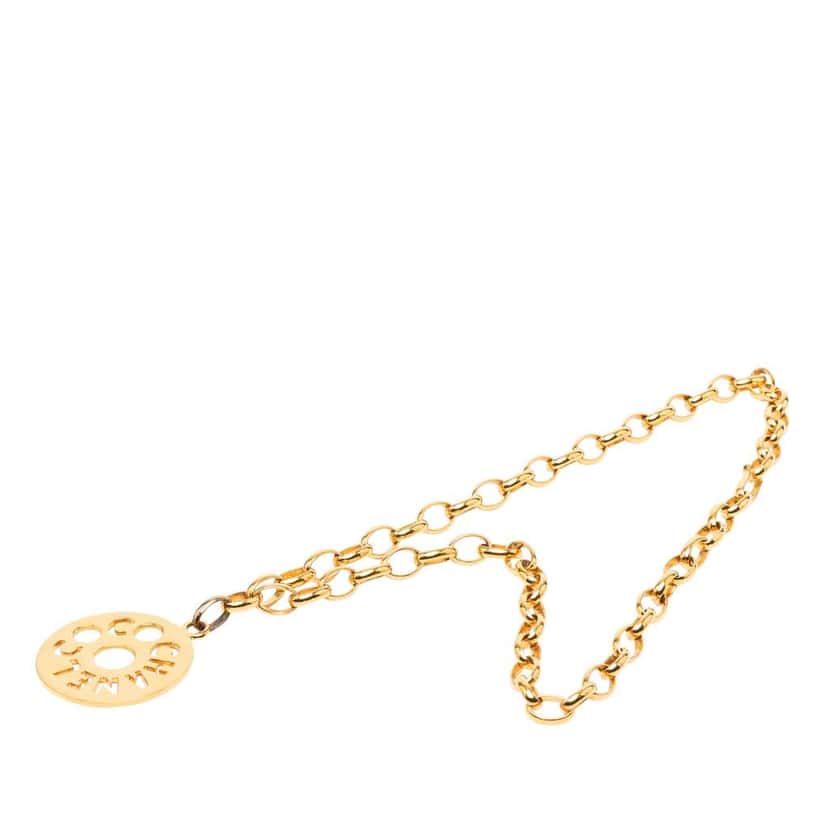 Chanel Gold Plated Cut Out Coco Medallion Pendant Necklace Gold Metal Good condition - Front View