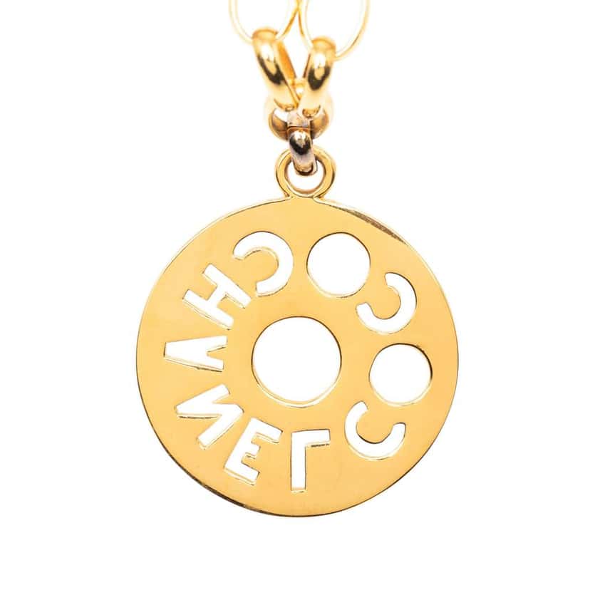 Chanel Gold Plated Cut Out Coco Medallion Pendant Necklace Gold Metal Good condition - Inside View