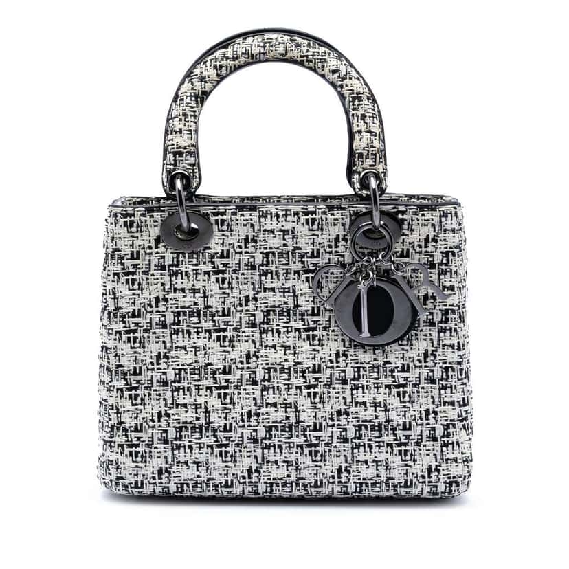 Dior Medium Tweed Lady Dior White Tweed Very good condition - Front View