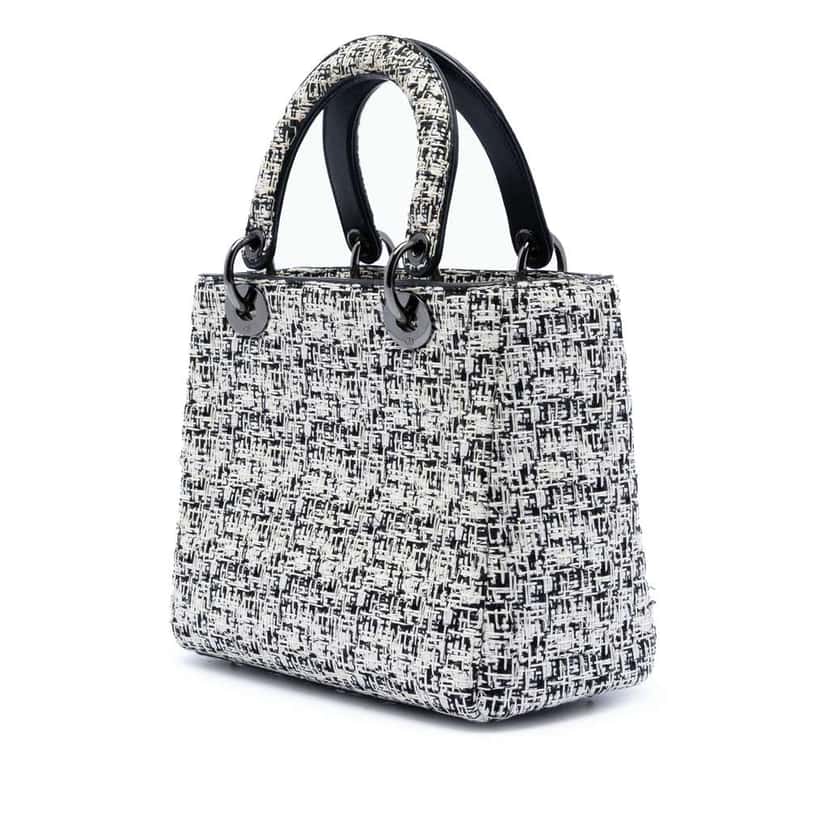 Dior Medium Tweed Lady Dior White Tweed Very good condition - Back View