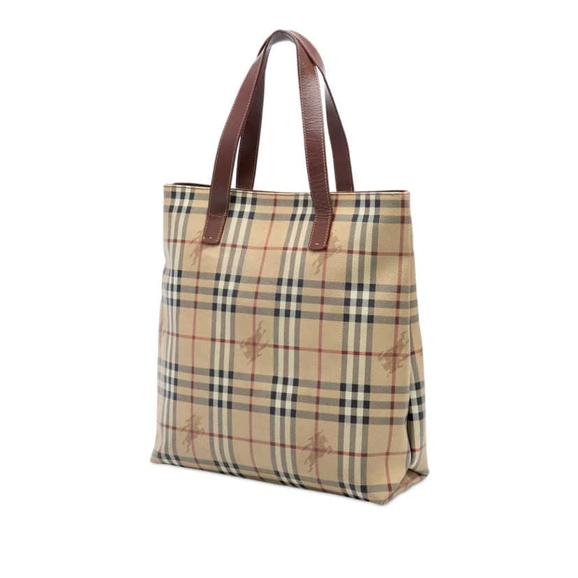 Burberry Haymarket Check Coated Canvas Tote Brown Canvas Good condition - Back View
