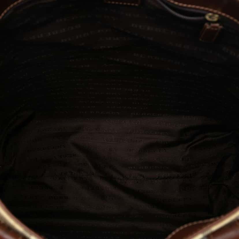 Burberry Haymarket Check Coated Canvas Tote Brown Canvas Good condition - Model View