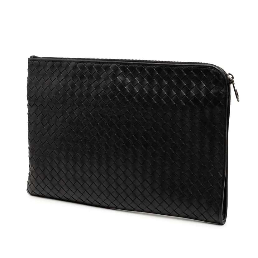 Bottega Veneta Nappa Intrecciato Clutch Black Leather Very good condition - Back View