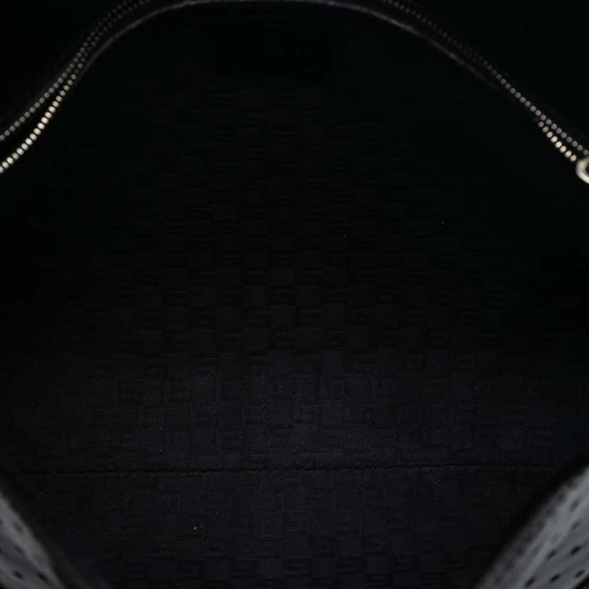 Gucci Perforated Calfskin Interlocking G Reins Satchel Black Leather Very good condition - Model View