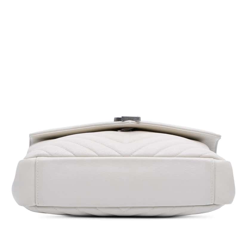 Saint Laurent Medium Chevron Sheepskin Monogram College Satchel White Leather Very good condition - Inside View