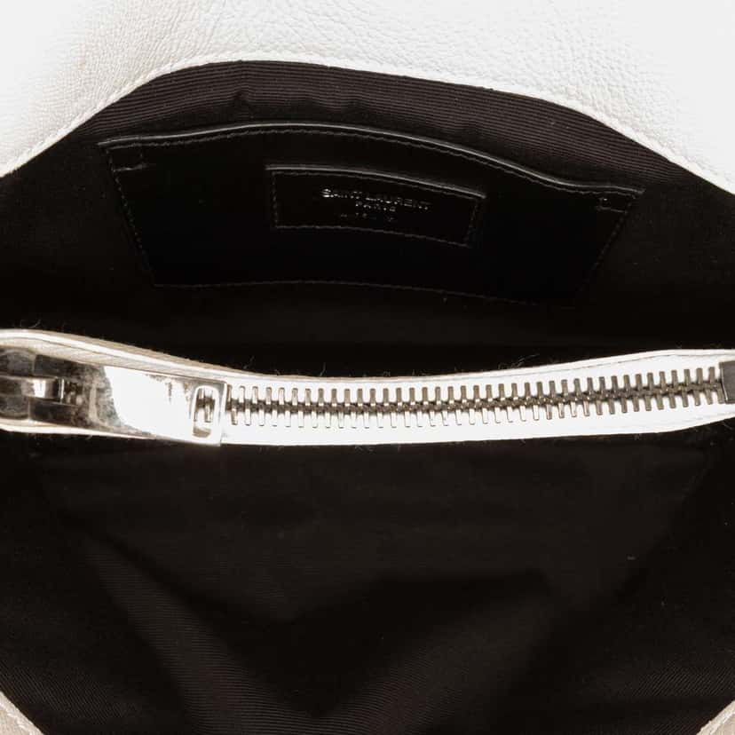 Saint Laurent Medium Chevron Sheepskin Monogram College Satchel White Leather Very good condition - Model View
